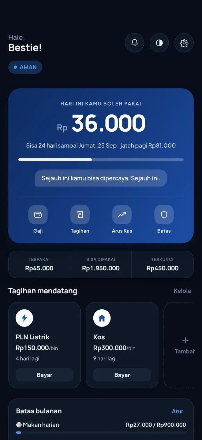 Aplikasi Jatah Harian di HP Android, aplikasi praktik di kelas Jago Bikin APK